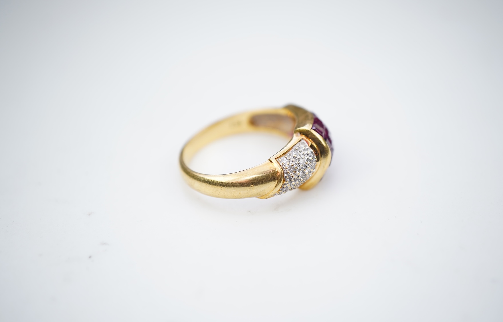 A ruby and diamond ring